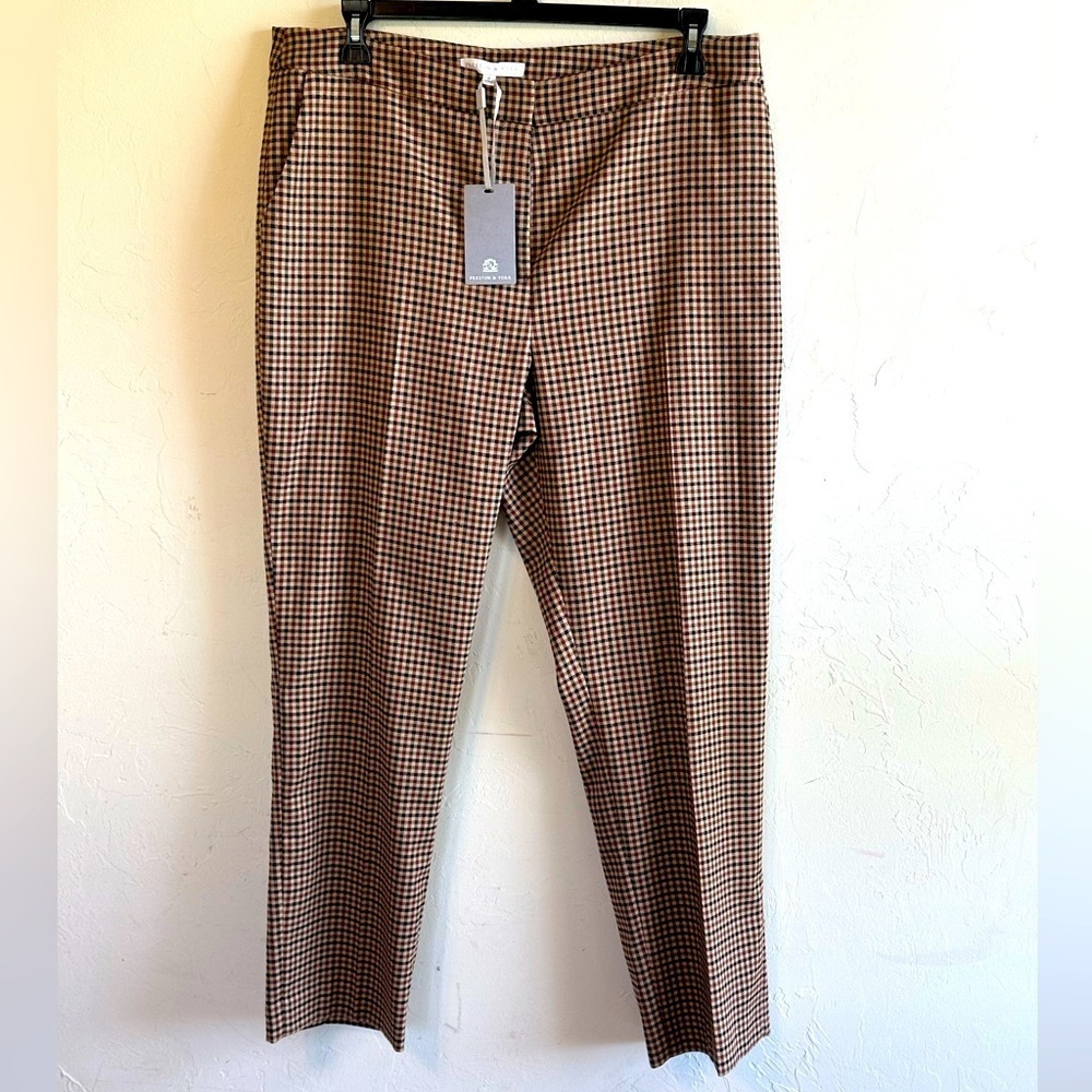 NWT Preston & York Brown Plaid Straight Leg Flattering Career Pants Sz 16